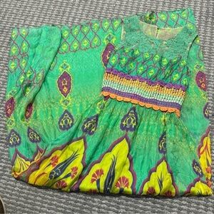 HEMANT & NANDITA Green Multicolor Dress